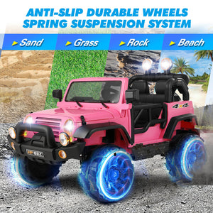 12V Pink and Black Kids Ride-On Truck with MP3, LED Lights, Remote Control, and Battery Cover Trend Times 4