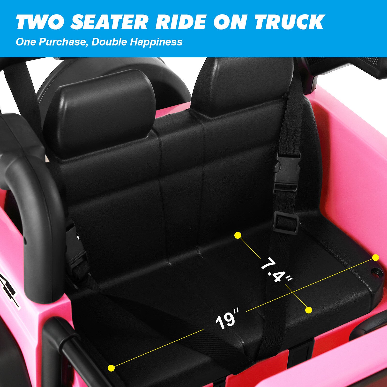 12V Pink and Black Kids Ride-On Truck with MP3, LED Lights, Remote Control, and Battery Cover Trend Times 7