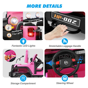 12V Pink and Black Kids Ride-On Truck with MP3, LED Lights, Remote Control, and Battery Cover Trend Times 8