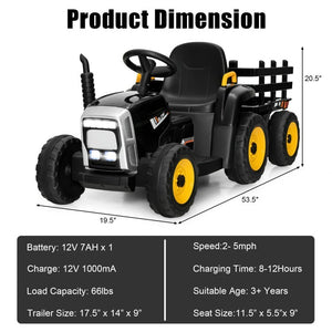 12V Battery-Powered Kids Electric Ride-On Tractor Toy with Safety Belt for Toddlers Trend Times 2