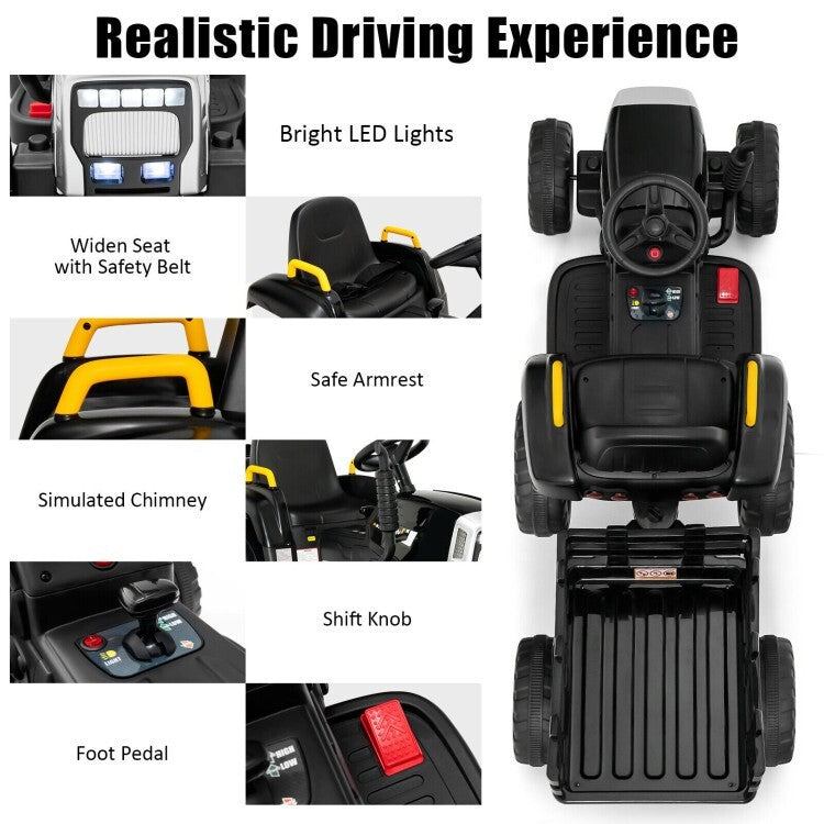 12V Battery-Powered Kids Electric Ride-On Tractor Toy with Safety Belt for Toddlers Trend Times 9