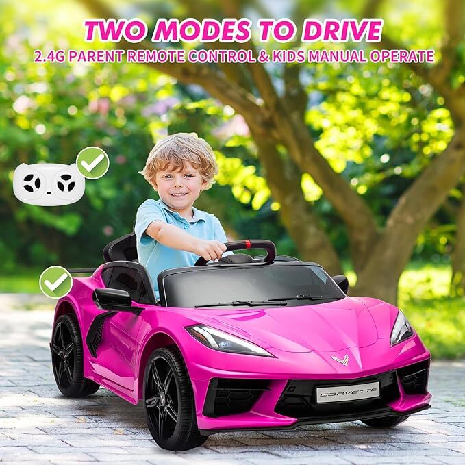 12V Battery Powered Licensed Corvette Ride-On Car for Kids with Music and LED Lights Trend Times 5