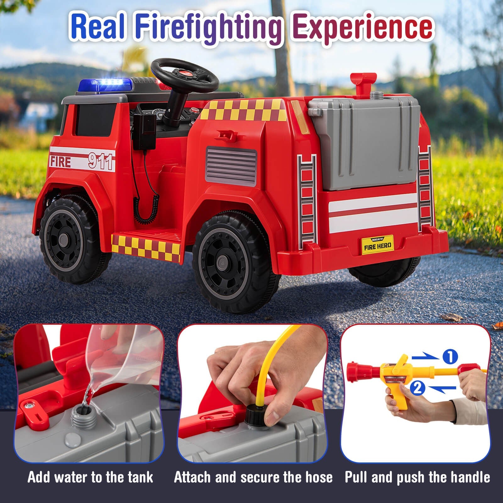 12V Battery-Powered Toy Car with Water Gun, Tank Interphone, Shovel, Wrench, and Music Features Trend Times 8