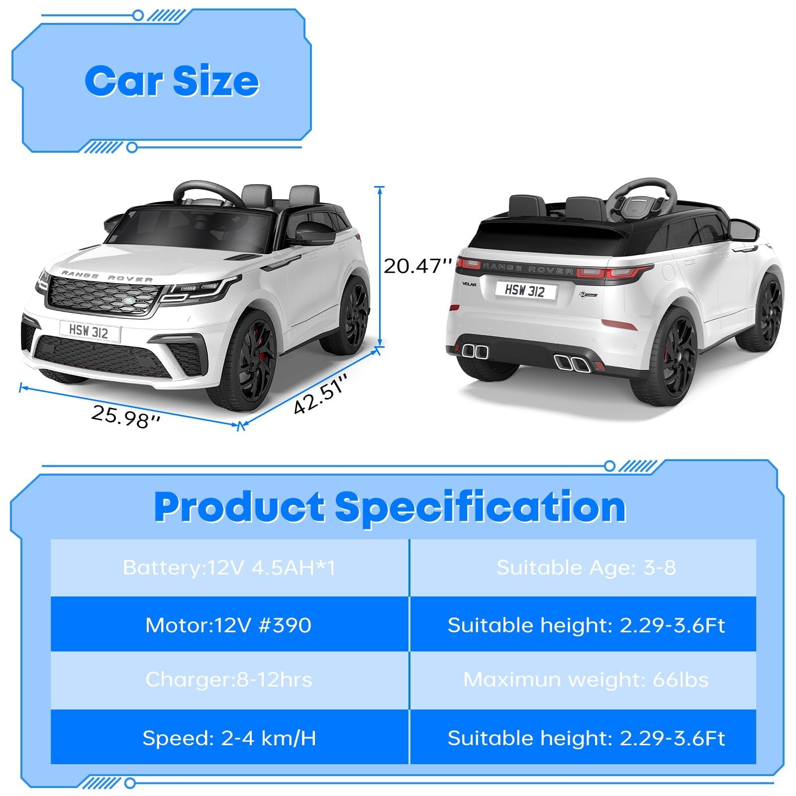 12V Battery-Powered Electric Land Rover Ride-On Car with Remote Control for Kids Trend Times 10
