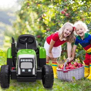 12V Battery-Powered Electric Tractor with Trailer and Remote Control for Toddlers Trend Times 3