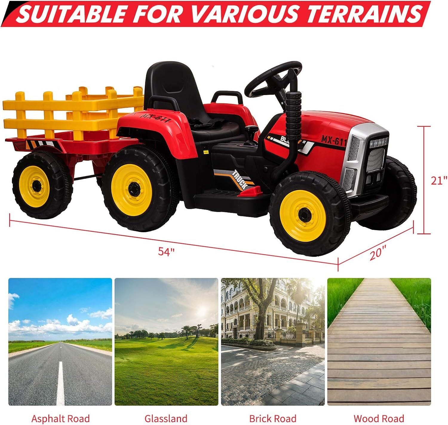 12V Battery-Powered Electric Tractor with Trailer and Remote Control for Toddlers Trend Times 6
