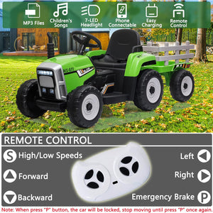 12V Battery Powered Electric Ride-On Tractor with Trailer for Kids Trend Times 3
