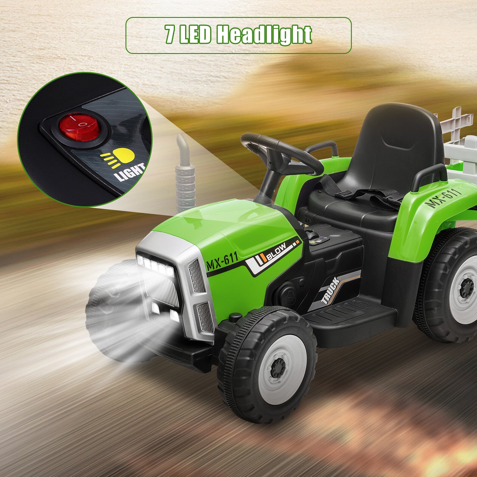 12V Battery Powered Electric Ride-On Tractor with Trailer for Kids Trend Times 4