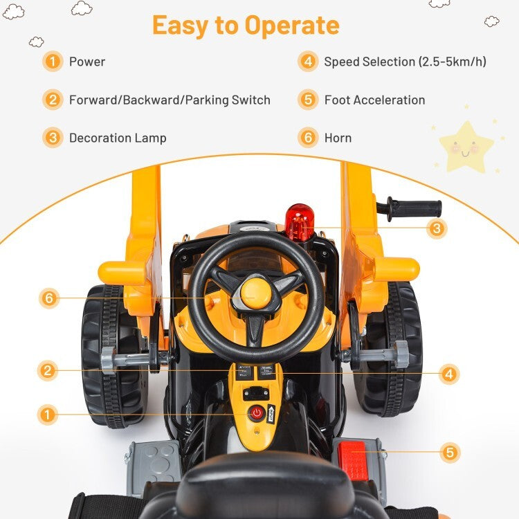 12V Battery-Powered Kids Ride-On Front Loader Excavator Dumper Truck Toy Trend Times 10