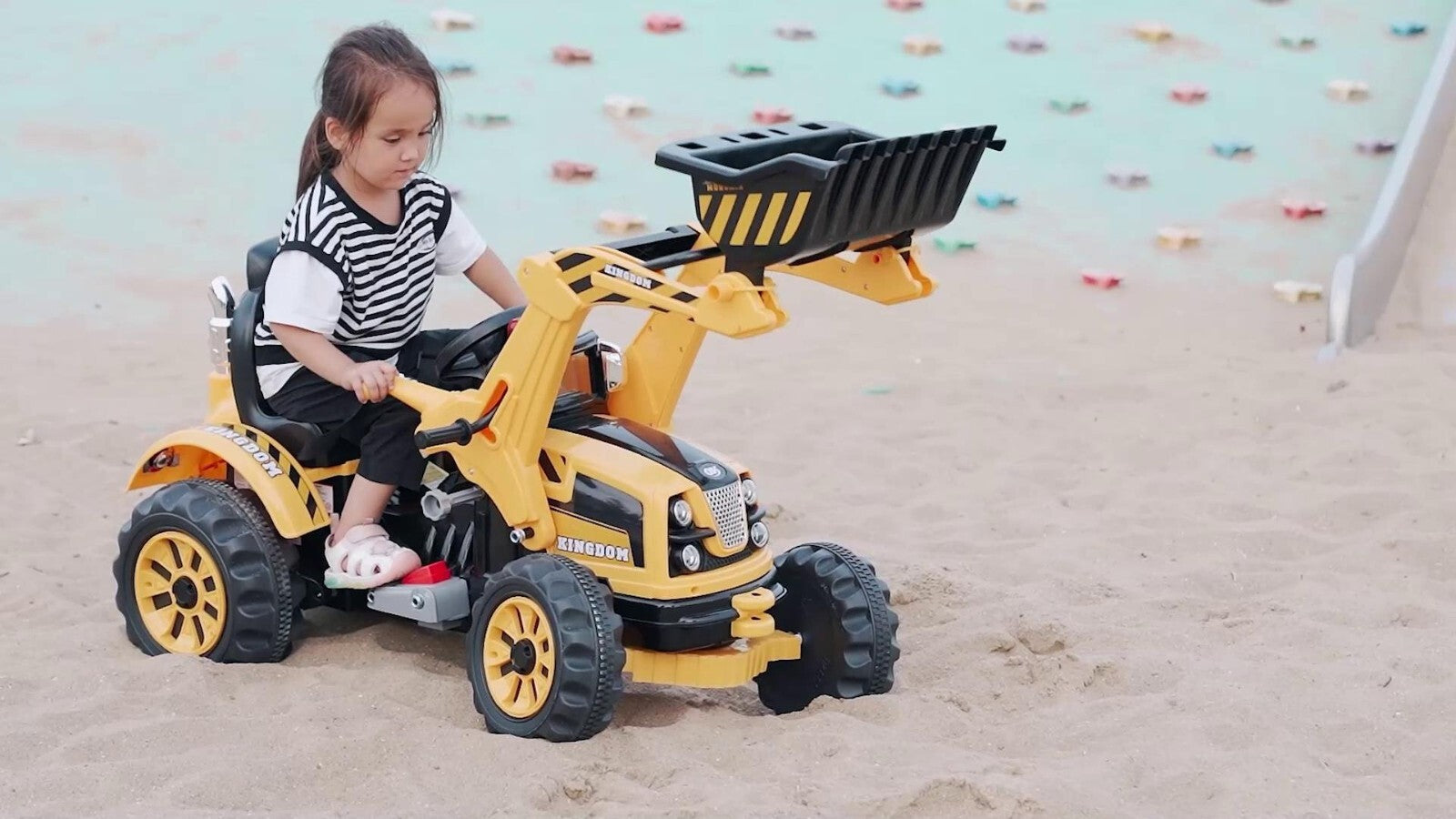 12V Battery-Powered Kids Ride-On Front Loader Excavator Dumper Truck Toy Trend Times 12