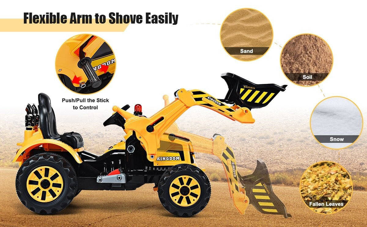 12V Battery-Powered Kids Ride-On Front Loader Excavator Dumper Truck Toy Trend Times 13