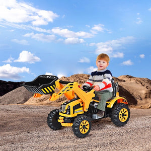12V Battery-Powered Kids Ride-On Front Loader Excavator Dumper Truck Toy Trend Times 4