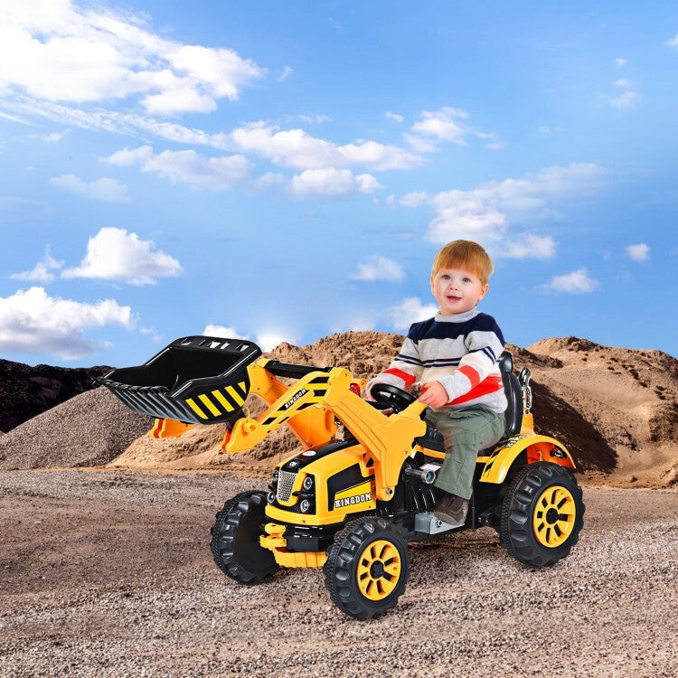 12V Battery-Powered Kids Ride-On Front Loader Excavator Dumper Truck Toy Trend Times 4