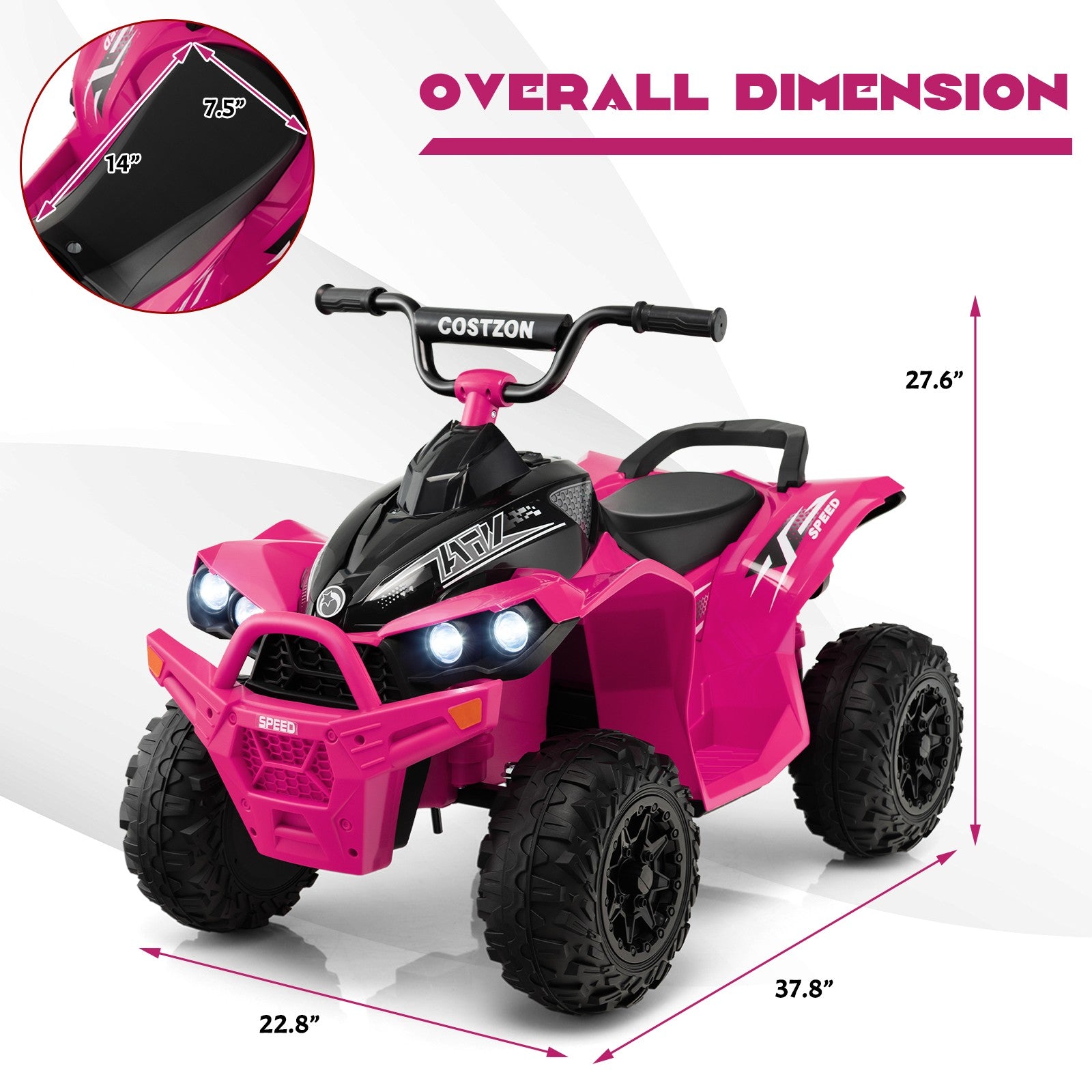 12V Battery Powered Kids Electric Ride-On ATV 4-Wheeler Quad Car with MP3 and Lights Trend Times 1