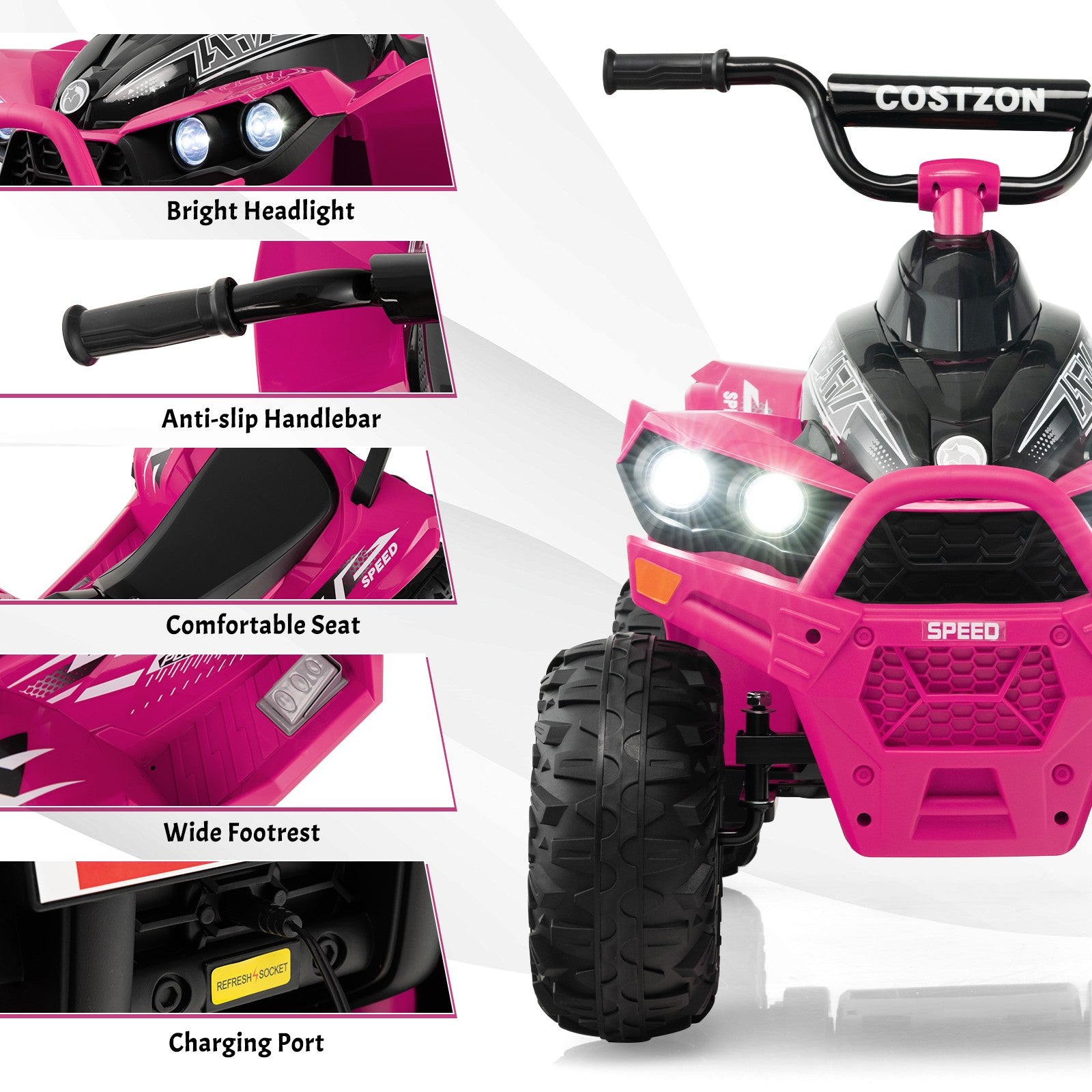 12V Battery Powered Kids Electric Ride-On ATV 4-Wheeler Quad Car with MP3 and Lights Trend Times 8