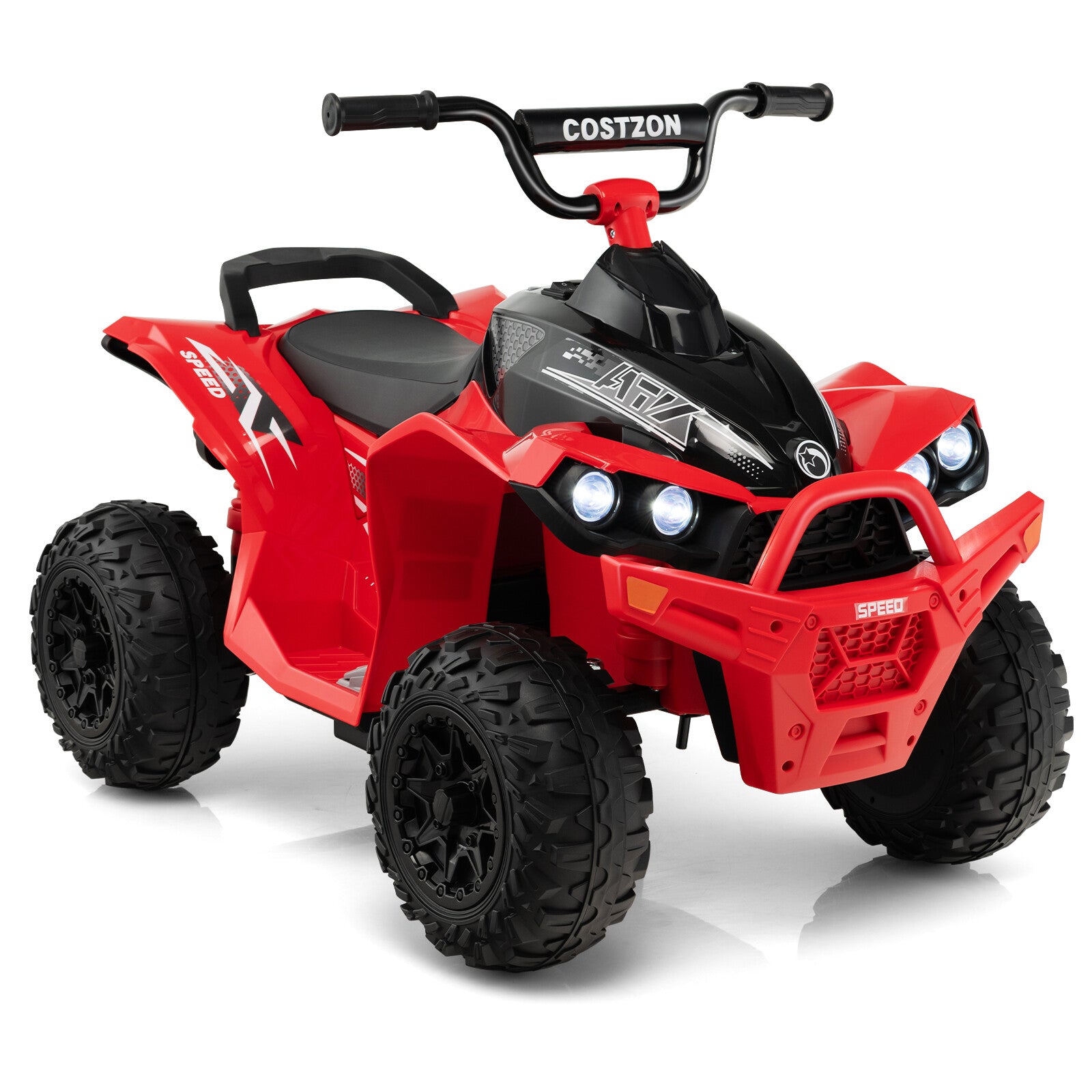 12V Battery-Powered Kids Ride-On ATV with Bright Headlights and Built-in Music Red Trend Times 0