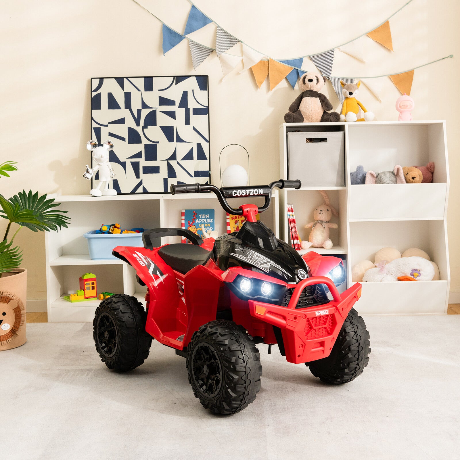 12V Battery-Powered Kids Ride-On ATV with Bright Headlights and Built-in Music Red Trend Times 2