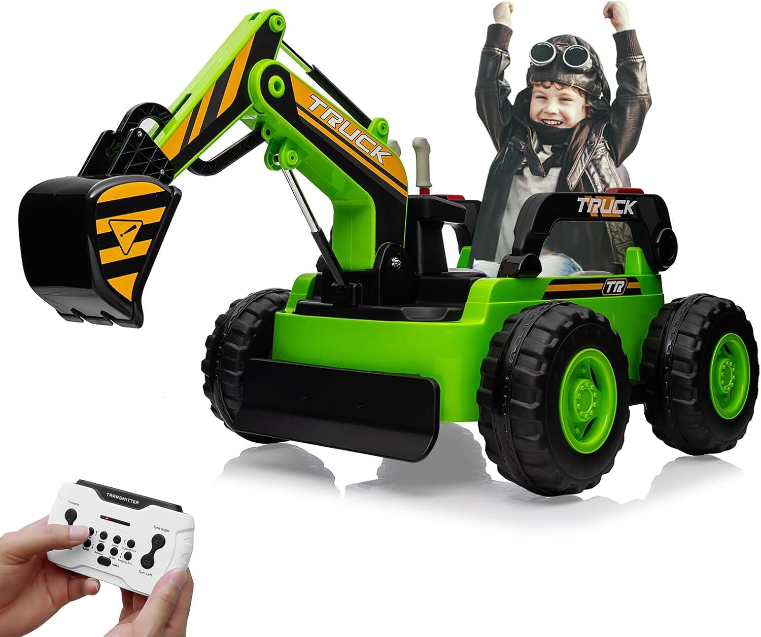 12V Battery Powered Kids Electric Ride-On Excavator Digger Toy for Outdoor Play Trend Times 1