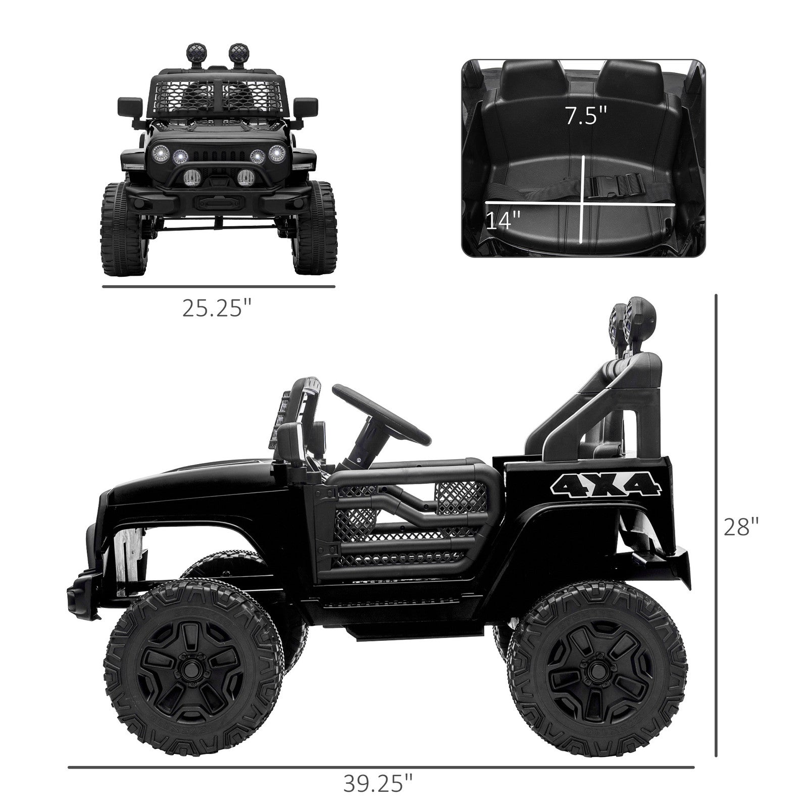12V Battery-Powered Kids Ride-On Off-Road Truck Toy with Parent Remote Control Black Trend Times 1