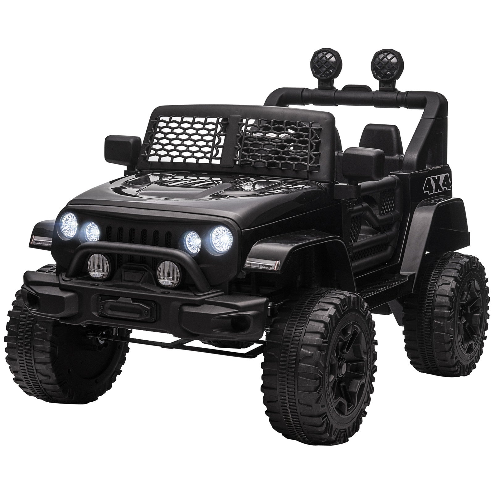 12V Battery-Powered Kids Ride-On Off-Road Truck Toy with Parent Remote Control Black Trend Times 3
