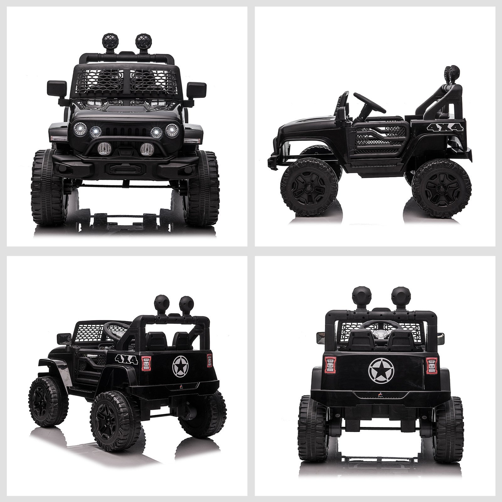 12V Battery-Powered Kids Ride-On Off-Road Truck Toy with Parent Remote Control Black Trend Times 9
