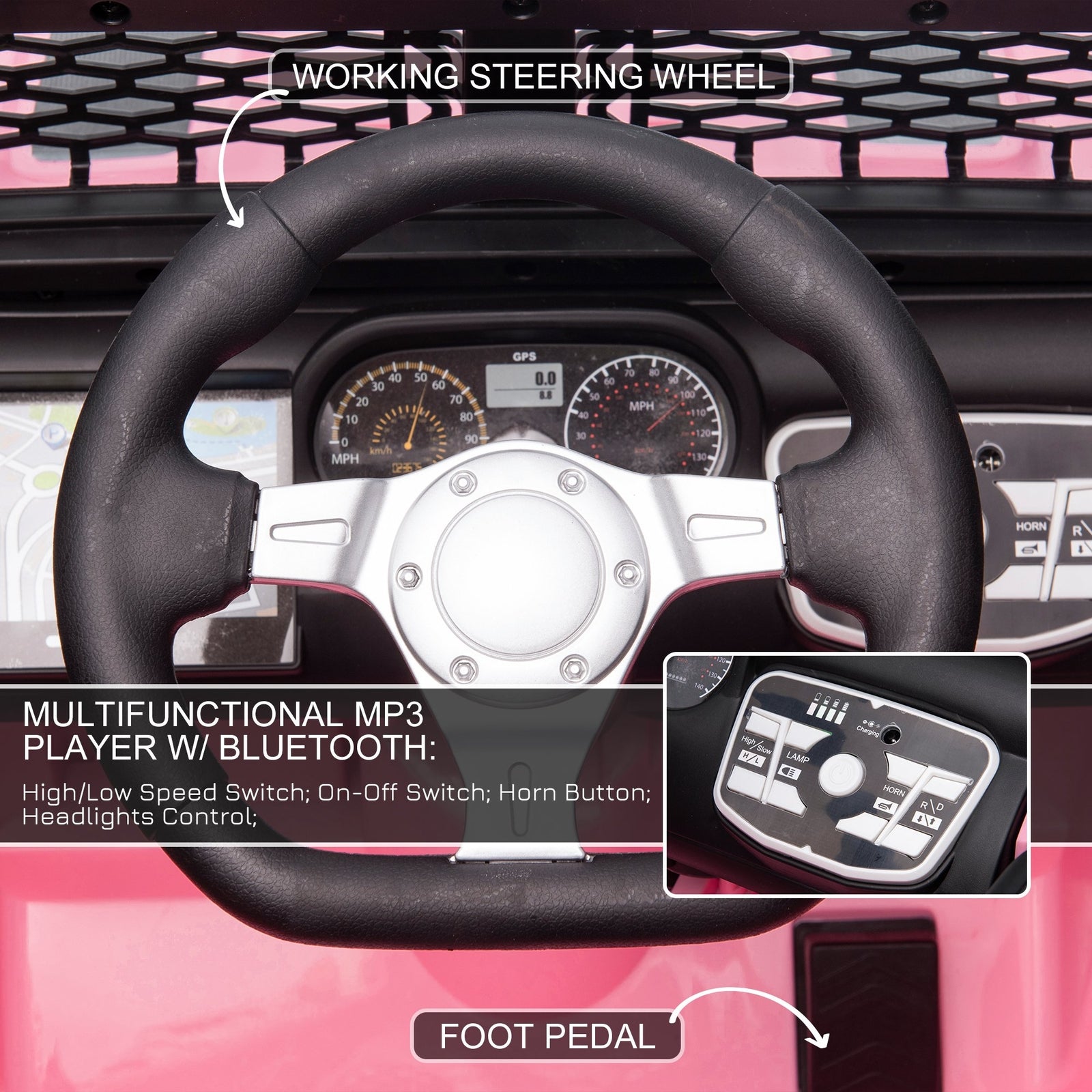 12V Battery-Powered Pink Kids Ride-On Off-Road Truck with Parent Remote Control Trend Times 6