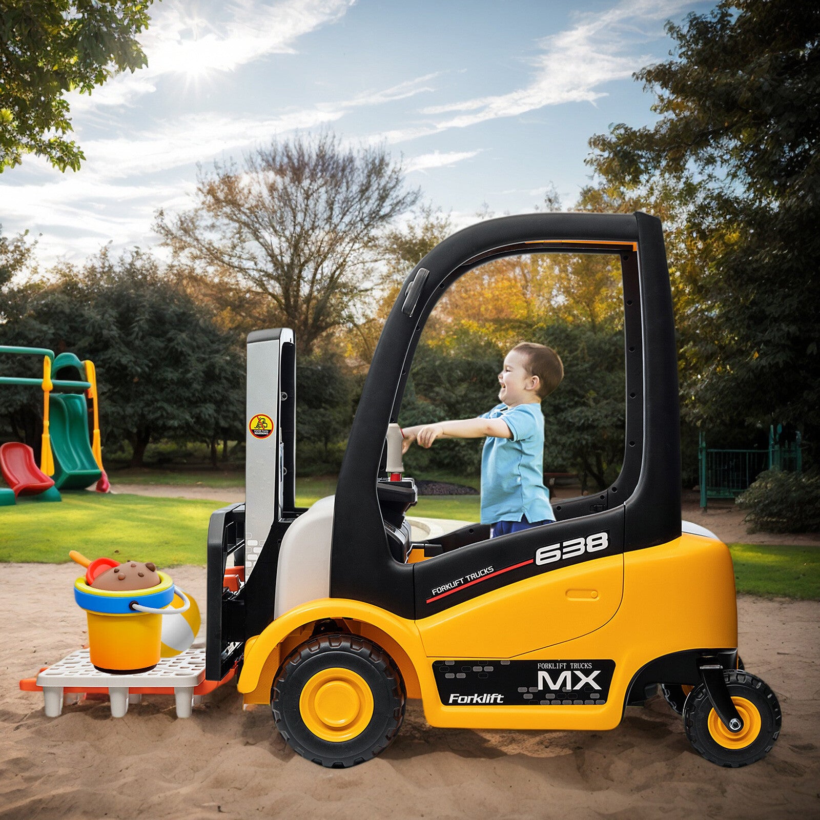 12V Battery Powered Kids Electric Ride-On Forklift Toy with Remote Control and Top Vehicle Trend Times 4