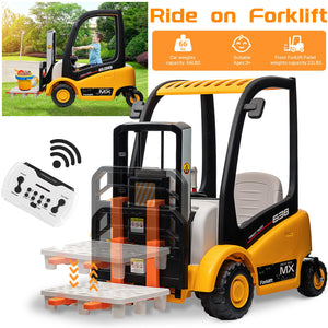12V Battery Powered Kids Ride-On Forklift Car with Tent, Liftable Fork and Remote Control Trend Times 0