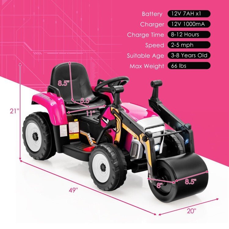 12V Battery-Powered Kids Ride-On Road Roller with 2.4G Remote Control Trend Times 2
