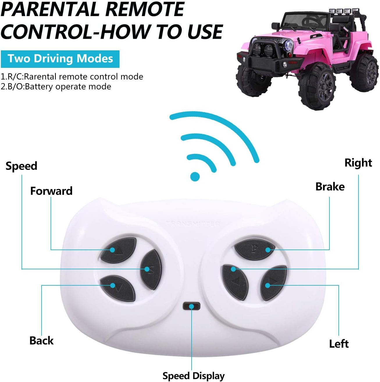 12V Battery-Powered Pink Electric Toy Car for Kids with Remote Control Trend Times 6