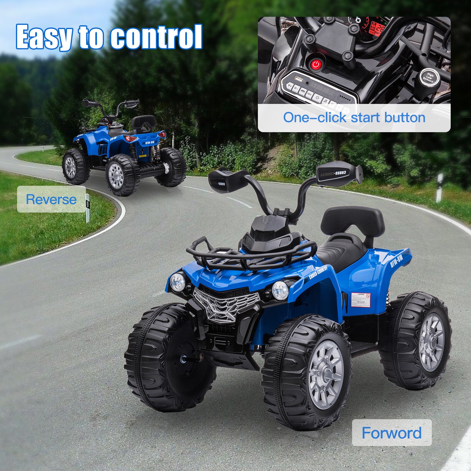 12V Battery-Powered Electric Ride-On ATV 4-Wheeler Quad Truck Toy for Kids Trend Times 2