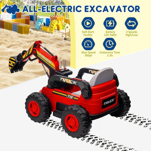 12V Battery-Powered 4WD Electric Ride-On Excavator Truck for Kids Trend Times 3