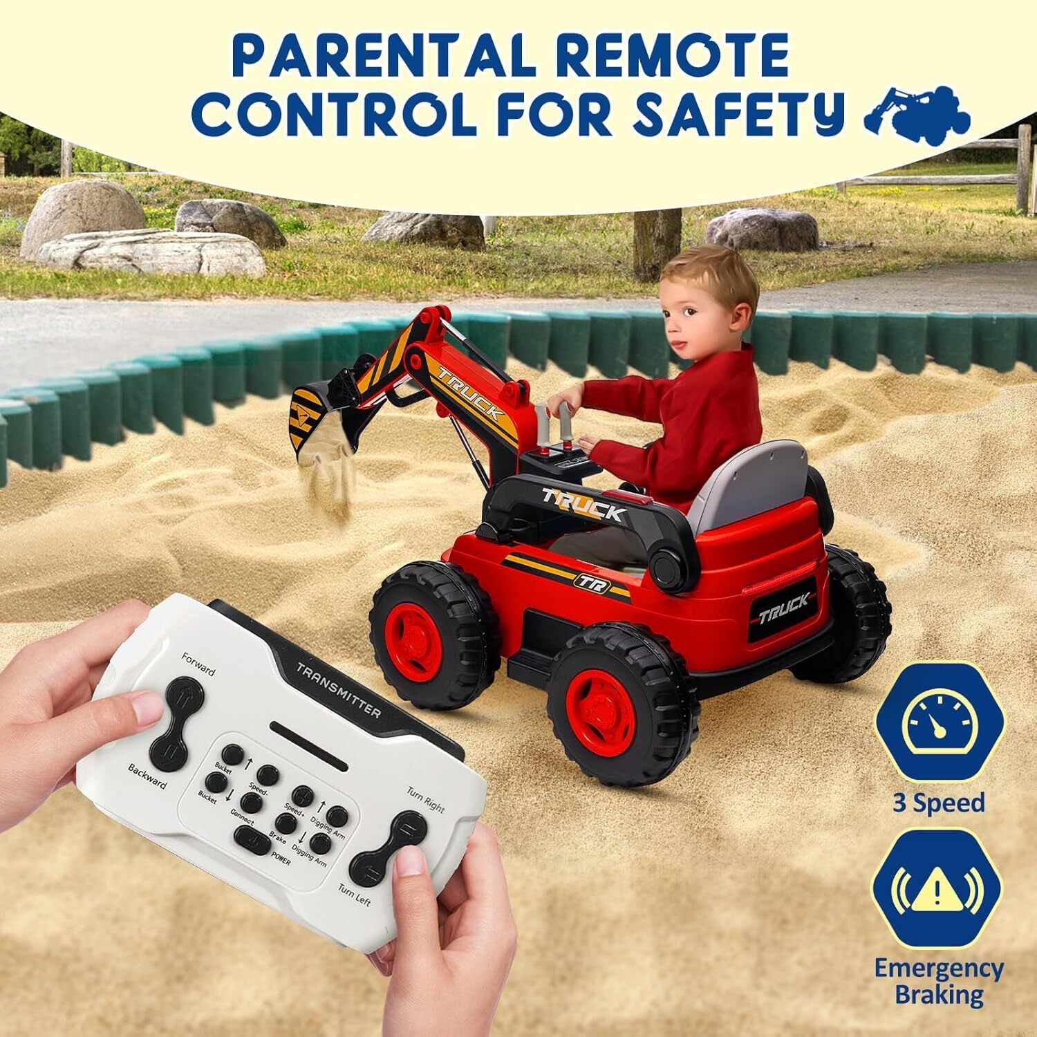12V Battery-Powered 4WD Electric Ride-On Excavator Truck for Kids Trend Times 5