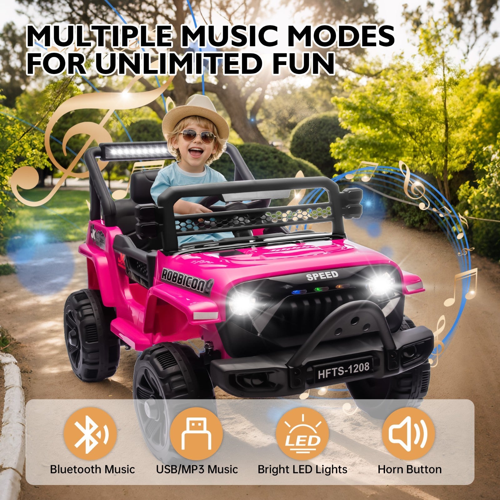 12V Battery-Powered Ride-On Toy Truck for Kids with Remote Control, LED Lights, and Music Trend Times 14
