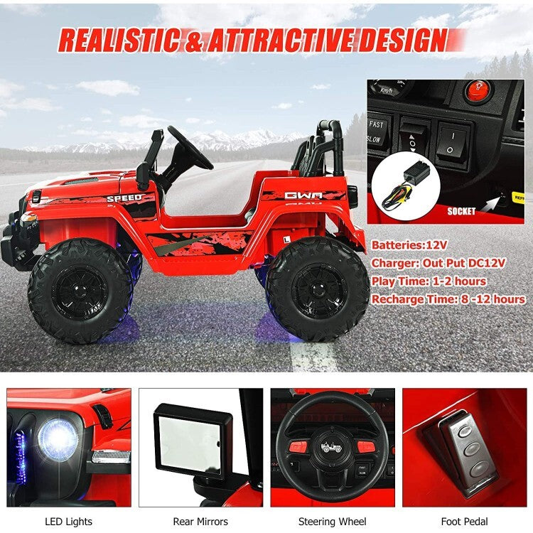 12V Battery-Powered Electric Ride-On Car for Kids with 2.4G Remote Control and Wheels Trend Times 3
