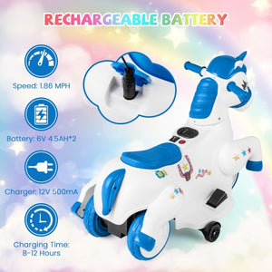 12V Battery Powered Ride-On Toy Horse with Training Wheels and Riding Mode for Children Trend Times 8