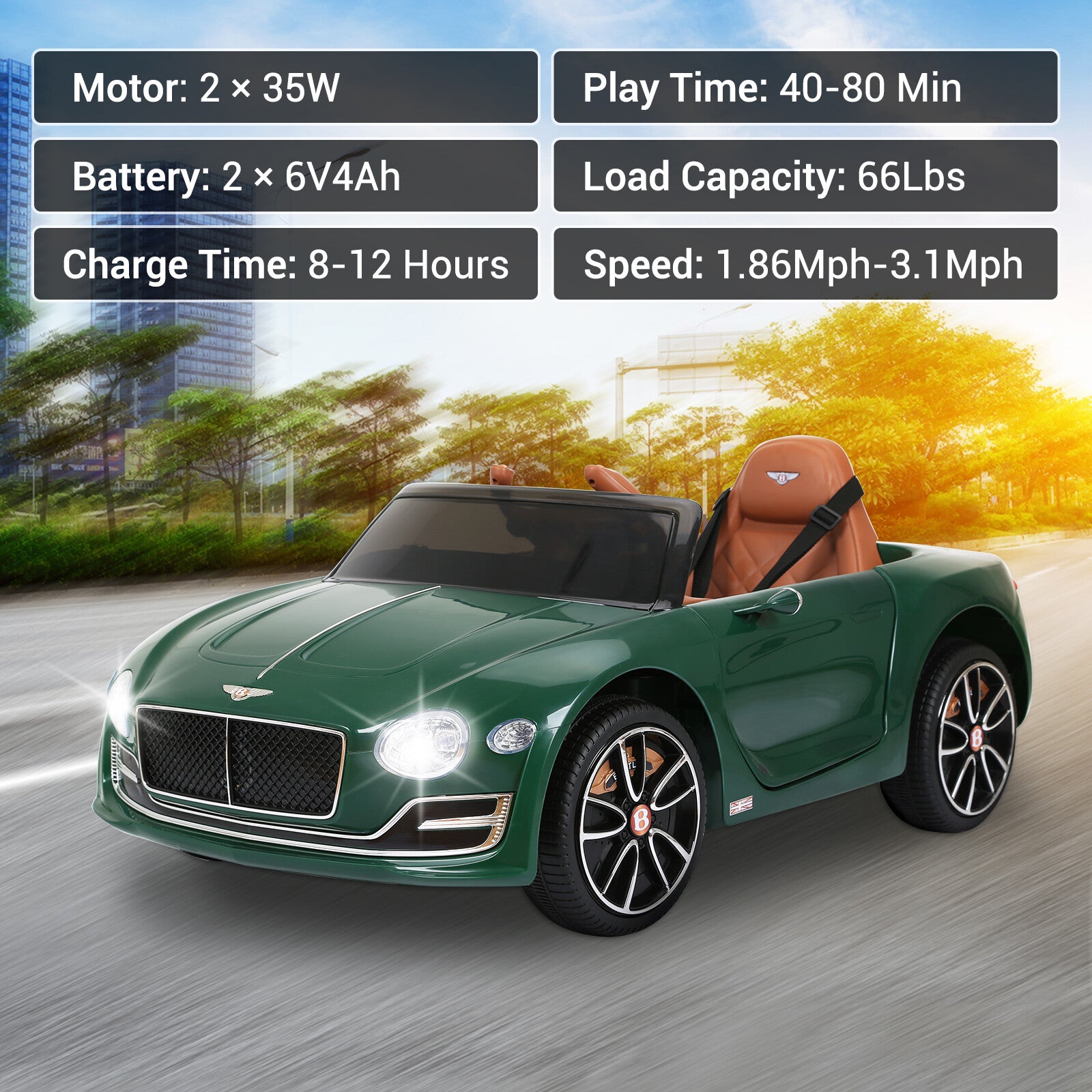 12V Bentley Style Electric Ride-On Car for Kids with Remote Control Trend Times 3