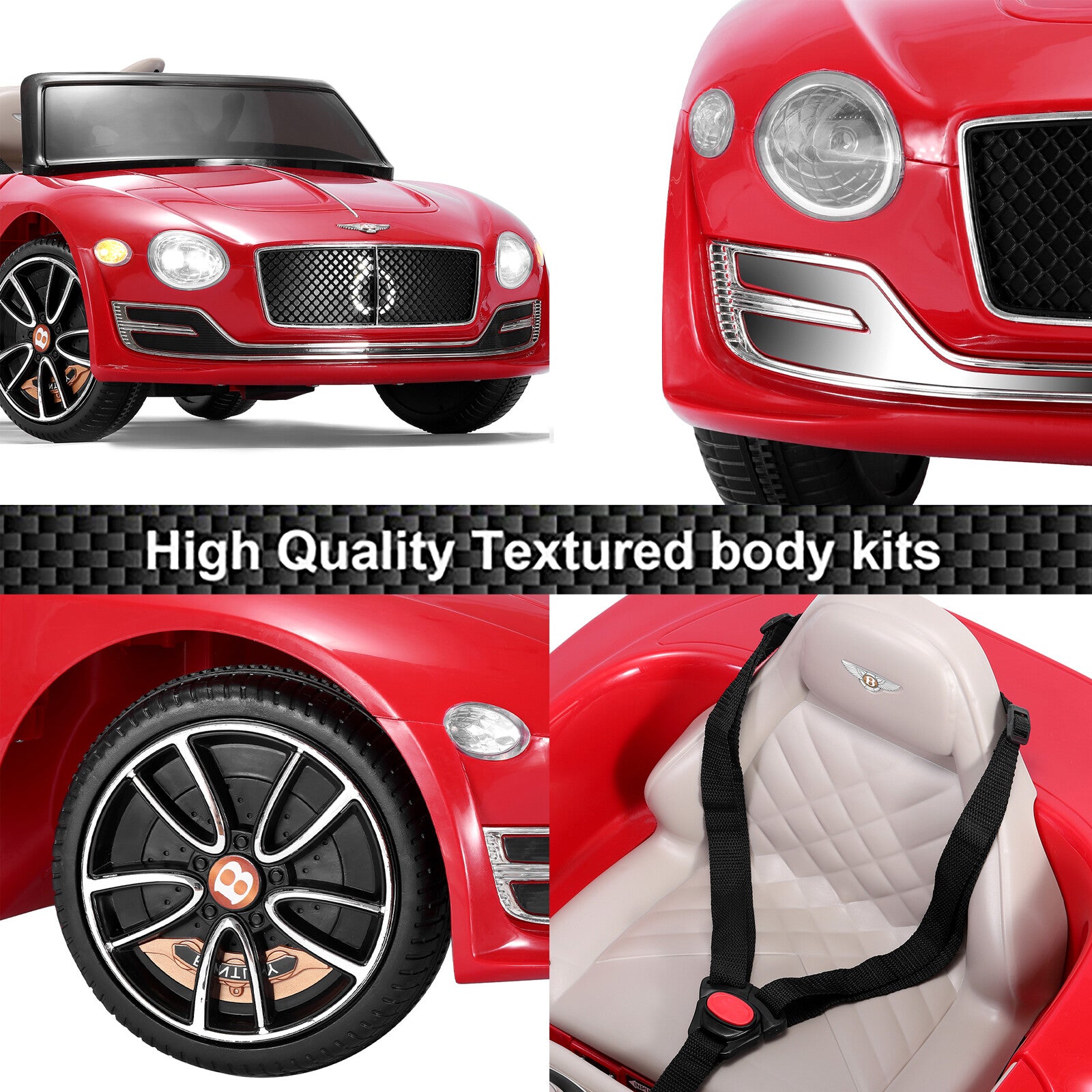12V Bentley-Style Electric Ride-On Toy Car with Remote Control and LED Lights for Kids Trend Times 10