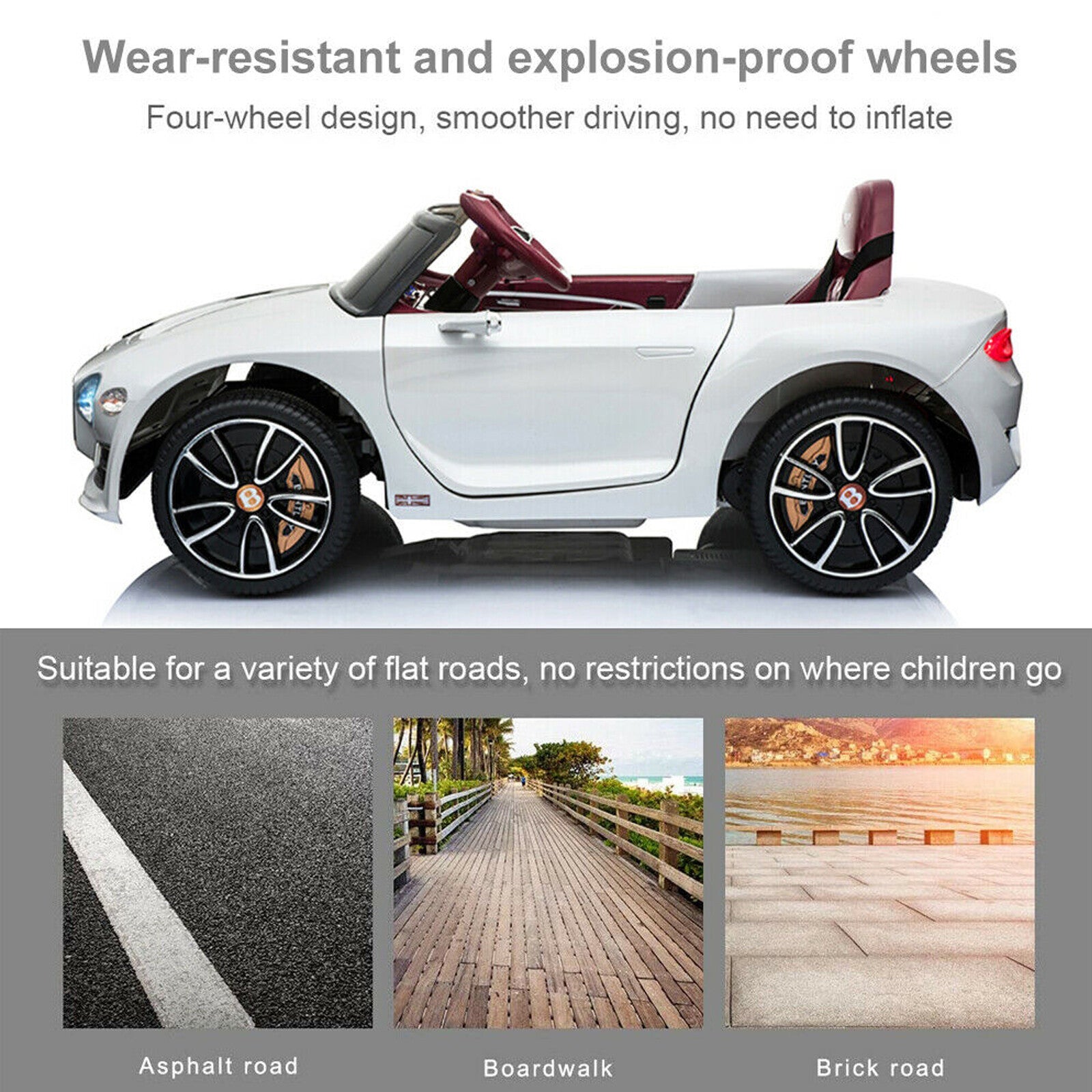 12V Bentley-Style Electric Ride-On Toy Car with Remote Control and LED Lights for Kids Trend Times 4
