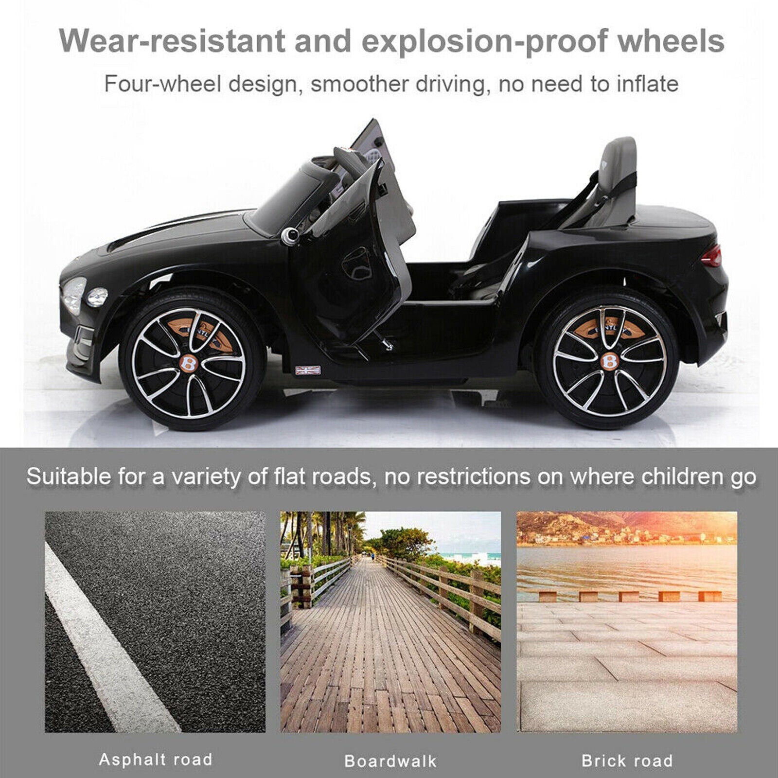 12V Licensed Bentley-Style Kids Ride-On Car with Remote, MP3, and LED Lights Trend Times 7