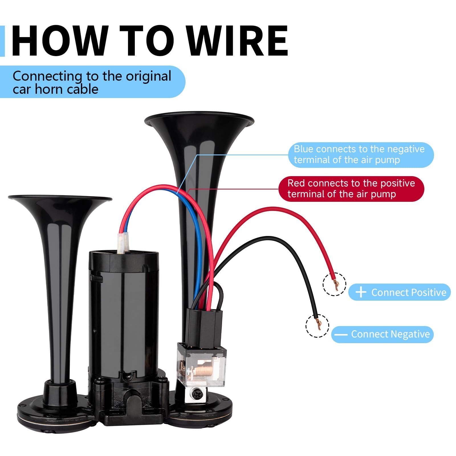 12V Black Waterproof Truck Horn with 150dB Compressor and Integrated Dual Tubes Trend Times 4
