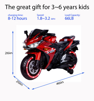 12V Kids Motorcycle Ride-On Toy with Training Wheels and Manual Throttle for Boys and Girls Trend Times 1