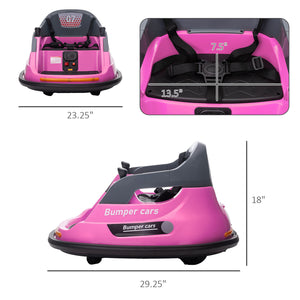 12V Pink Kids Bumper Car with 360° Rotation and Safety Belt Trend Times 1