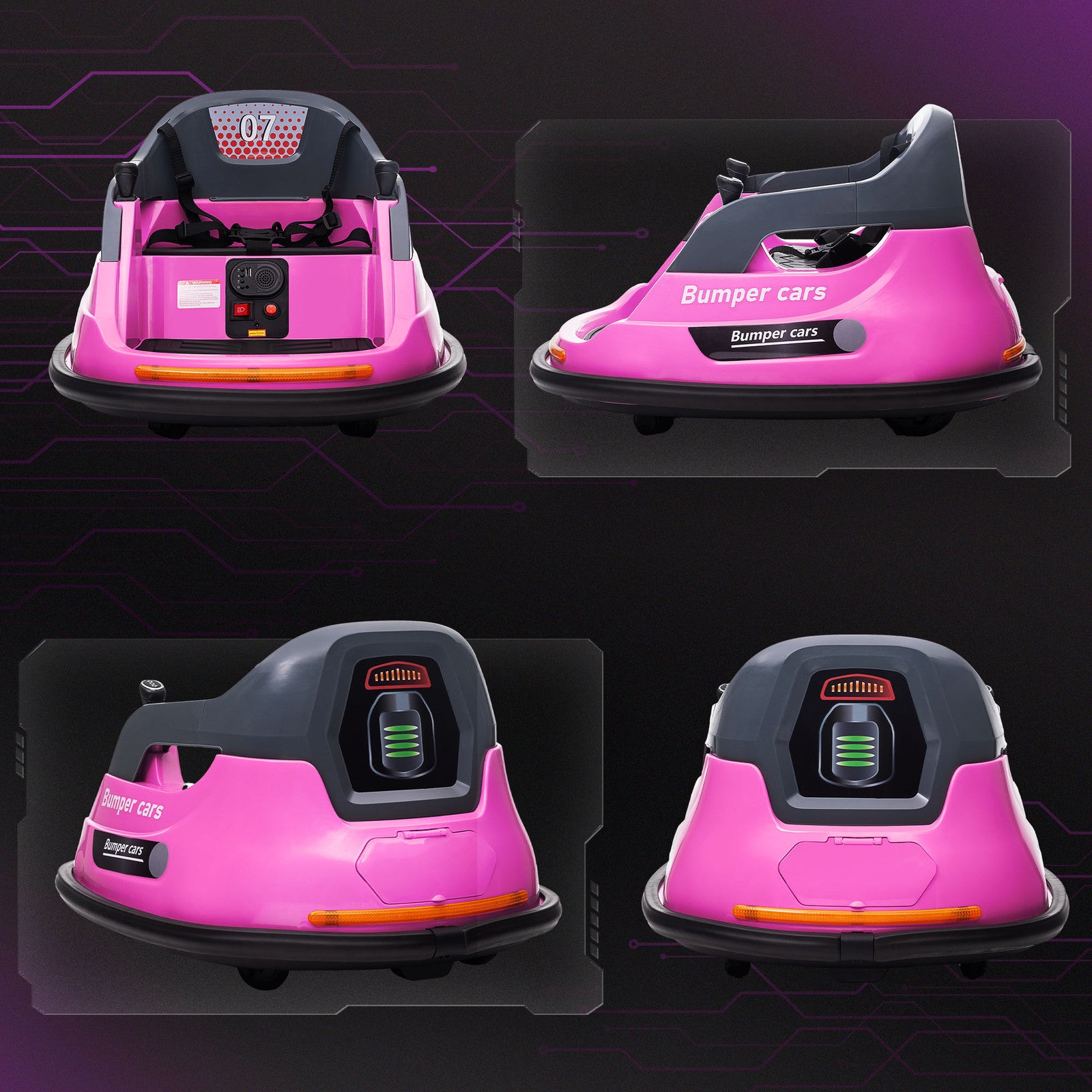 12V Pink Kids Bumper Car with 360° Rotation and Safety Belt Trend Times 10