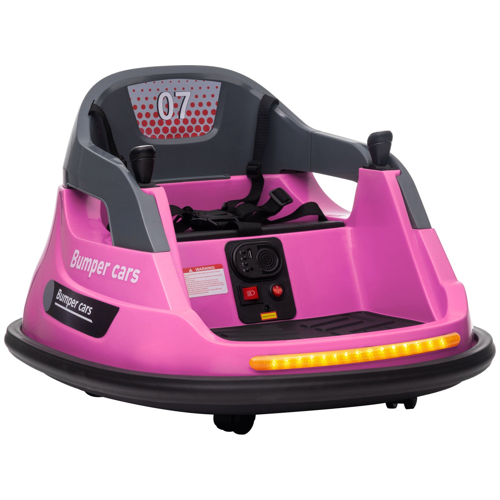 12V Pink Kids Bumper Car with 360° Rotation and Safety Belt Trend Times 2