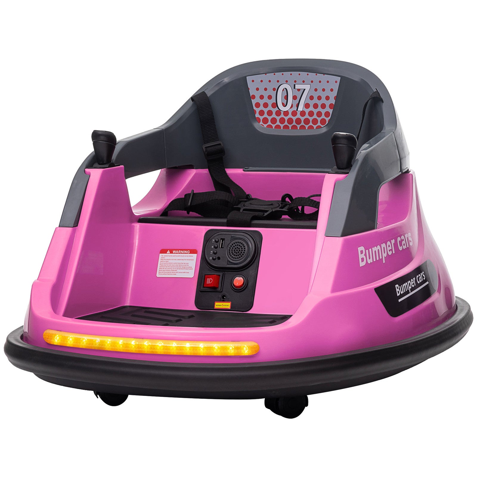 12V Pink Kids Bumper Car with 360° Rotation and Safety Belt Trend Times 3