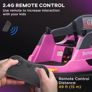 12V Pink Kids Bumper Car with 360° Rotation and Safety Belt Trend Times 6