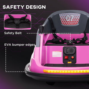 12V Pink Kids Bumper Car with 360° Rotation and Safety Belt Trend Times 7