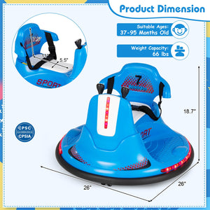 12V Electric Ride-On Bumper Car for Kids and Toddlers with 360 Degree Spin Blue Trend Times 1