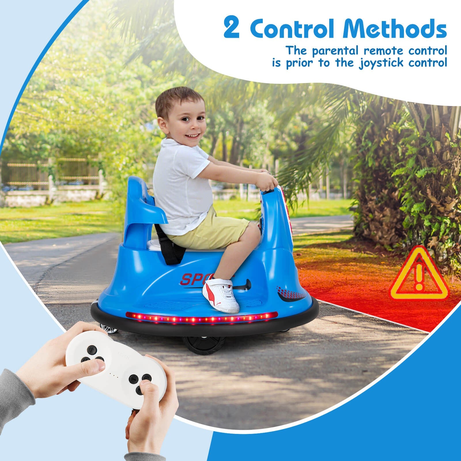 12V Electric Ride-On Bumper Car for Kids and Toddlers with 360 Degree Spin Blue Trend Times 7